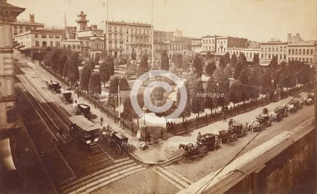 Portsmouth Square, S.F., Cor. Clay and Kearney Sts., S.F., about 1874-1878. Creator: Carleton Emmons Watkins.