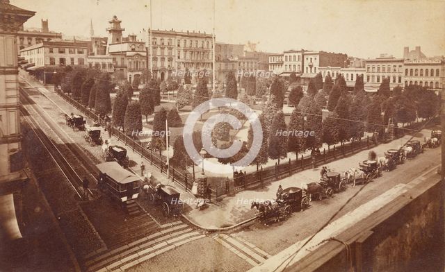 Portsmouth Square, S.F., Cor. Clay and Kearney Sts., S.F., about 1874-1878. Creator: Carleton Emmons Watkins.