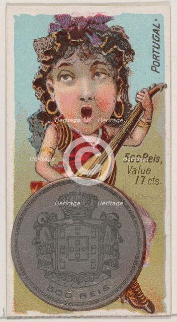 Portugal, 500 Reis, from the series Coins of All Nations (N72, variation 2) for Duke brand..., 1889. Creator: Unknown.