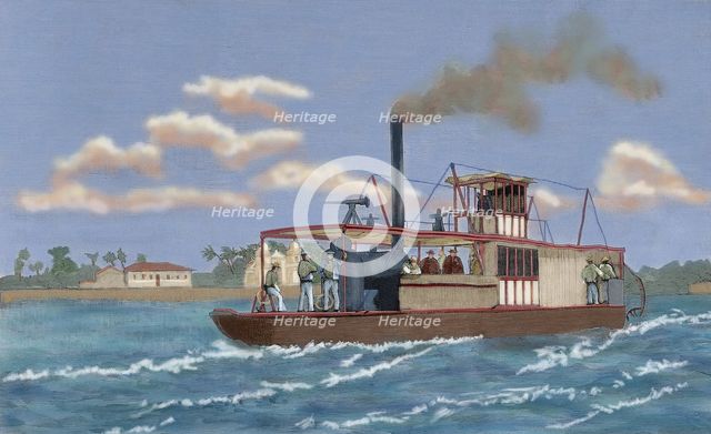 Portuguese gunboat commanded by Major Serpa Pinto, Zambezi River, late 19th century. Creator: Unknown.