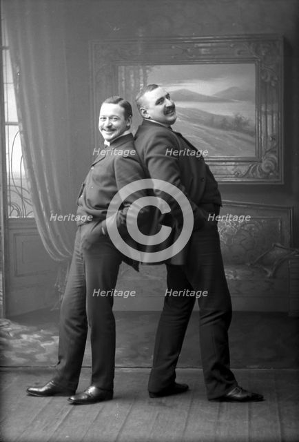 Posed friends, photographed in Carl Christersson's studio, Landskrona, Sweden, 1910. Creator: Unknown.