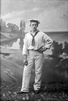 Posed sailor, photographed in Carl Christersson's studio, Landskrona, Sweden, 1910. Creator: Unknown