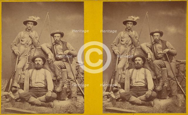 Posed portrait of three farmers, about 1870. Creator: George W Carter.