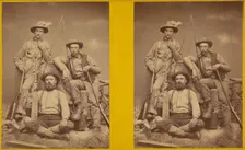 Posed portrait of three farmers, about 1870. Creator: George W Carter