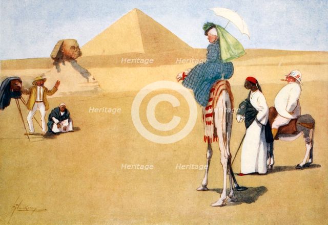 'Posing at the Pyramids', 1908.  Creator: Lance Thackeray.