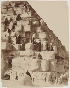 Posing for Pictures on the Great Pyramid at Giza, between 1860 and 1900. Creator: Zangaki