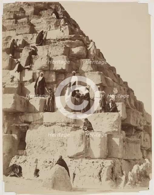 Posing for Pictures on the Great Pyramid at Giza, between 1860 and 1900. Creator: Zangaki.