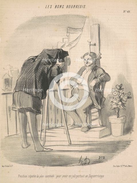 Position réputée la plus commode pour avoir un joli portrait au Daguerréotype, July 24, 1847. Creator: Honore Daumier.