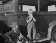 Possibly: Bean pickers children came from Kansas..., near West Stayton, Marion County, Oregon, 1939 Creator: Dorothea Lange