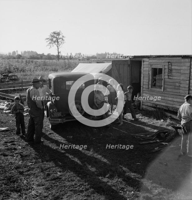 Possibly: Bean pickers' children in camp at end..., near West Stayton, Marion County, Oregon, 1939. Creator: Dorothea Lange.