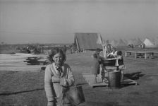 Possibly: Facilities for washing in the camp for white flood...at Forrest City, Arkansas, 1937. Creator: Walker Evans