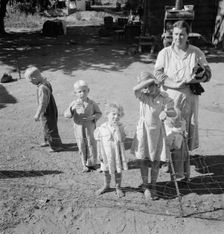 Possibly: Family living in shacktown community, mostly from..., Washington, Yakima Valley, 1939. Creator: Dorothea Lange