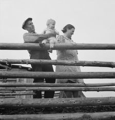 Possibly: Farm family in the cut-over land, Priest River Valley, Bonner County, Idaho, 1939. Creator: Dorothea Lange