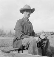 Possibly: Farmer from Nebraska now developing eighty-acre stump farm, Bonner County, Idaho, 1939. Creator: Dorothea Lange