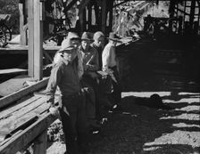 Possibly: Five Idaho farmers, members of Ola self-help sawmill co-op..., Gem County, Idaho, 1939. Creator: Dorothea Lange