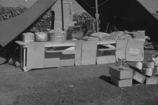 Possibly: Flood refugee encampment at Forrest City, Arkansas, ca. 1937. Creator: Walker Evans