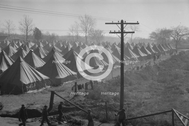 Possibly: Flood refugee encampment at Forrest City, Arkansas, ca. 1937. Creator: Walker Evans.