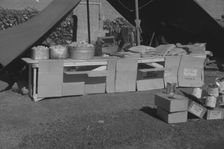 Possibly: Flood refugee encampment at Forrest City, Arkansas, ca. 1937. Creator: Walker Evans