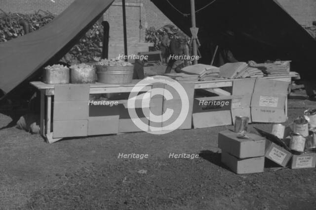 Possibly: Flood refugee encampment at Forrest City, Arkansas, ca. 1937. Creator: Walker Evans.