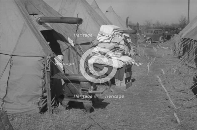 Possibly: Flood refugee encampment at Forrest City, Arkansas, ca. 1937. Creator: Walker Evans.