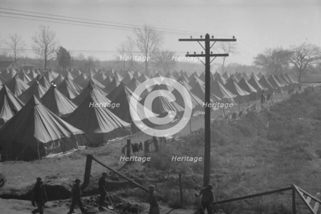 Possibly: Flood refugee encampment at Forrest City, Arkansas, ca. 1937. Creator: Walker Evans.