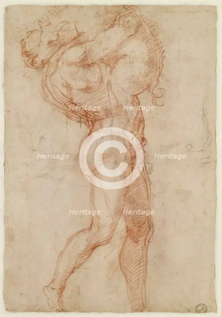 (Possibly) Hercules wrestling the Erymanthian boar, 1501-1505.  Creator: Michelangelo Buonarroti.