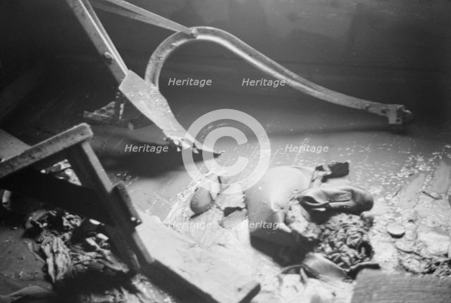 Possibly: Interior of a farmhouse near Ridgeley, Tennessee, after the 1937 flood waters..., 1937. Creator: Walker Evans.
