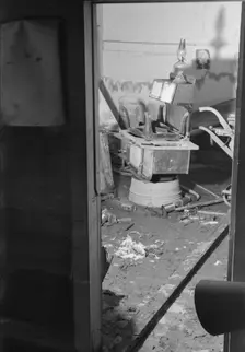 Possibly: Interior of a farmhouse near Ridgeley, Tennessee, after the 1937 flood waters..., 1937. Creator: Walker Evans