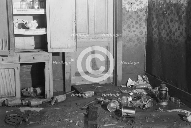 Possibly: Interior of a farmhouse near Ridgeley, Tennessee, after the 1937 flood waters..., 1937. Creator: Walker Evans.