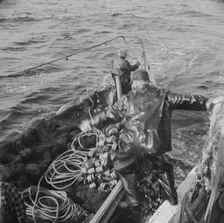 Possibly: On board the fishing boat Alden, out of Glocester, Massachusetts, 1943. Creator: Gordon Parks