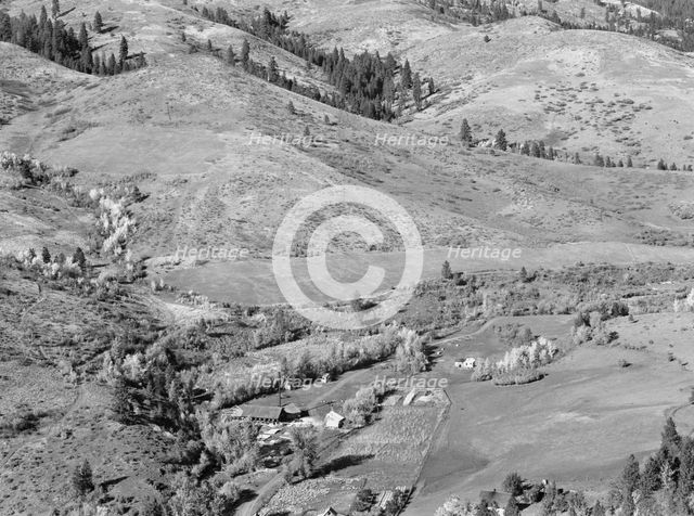 Possibly: Looking down on Ola self-help co-op mill showing the upper end..., Gem County, Idaho, 1939 Creator: Dorothea Lange.