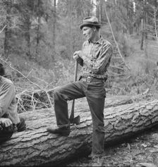 Possibly: Member of the co-op in the woods, Ola self help cooperative..., Gem County, Idaho, 1939. Creator: Dorothea Lange