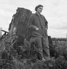 Possibly: Mrs Arnold, age thirty two, does man's work..., Michigan Hill, Thurston County, 1939. Creator: Dorothea Lange