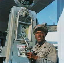 Possibly: Negro mechanic for the Amoco oil company, Washington, D.C., 1942. Creator: Gordon Parks