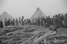 Possibly: Negroes in the lineup for food at meal time in the camp..., Forrest City, Arkansas, 1937. Creator: Walker Evans