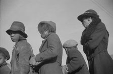 Possibly: Negroes in the lineup for food at mealtime in the camp..., Forrest City, Arkansas, 1937. Creator: Walker Evans