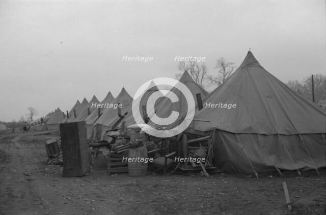 Possibly: The kitchen in the camp for white flood refugees at Forrest City, Arkansas, 1937. Creator: Walker Evans.
