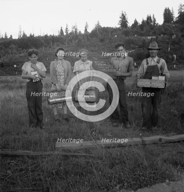 Possibly: This family, like others in the area, raise strawberries..., near Tenino, Washington, 1939 Creator: Dorothea Lange.