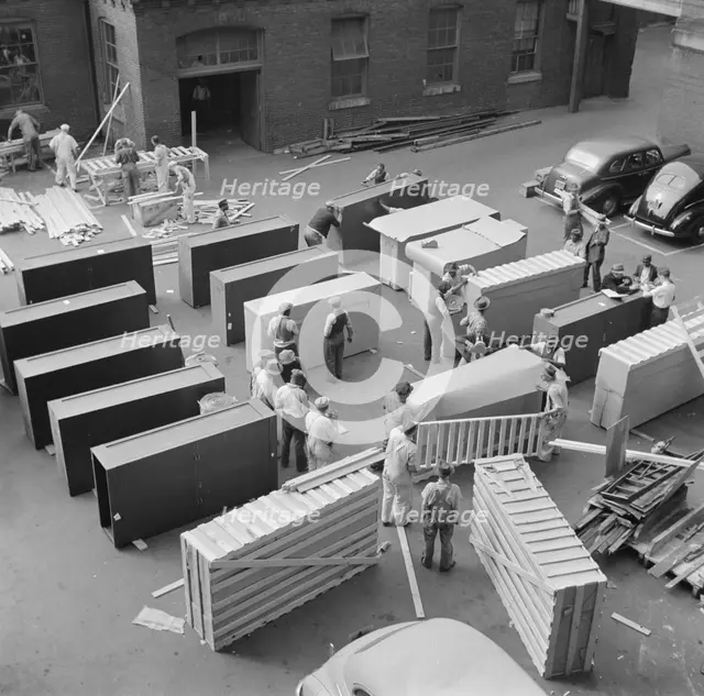 Possibly: United States government workers and carpenters making crates..., Washington, D.C., 1942. Creator: Gordon Parks.