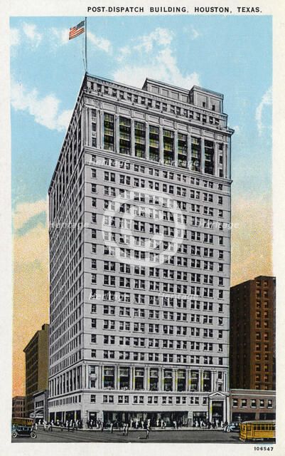 Post-Dispatch Building, Houston, Texas, USA, 1925. Artist: Unknown