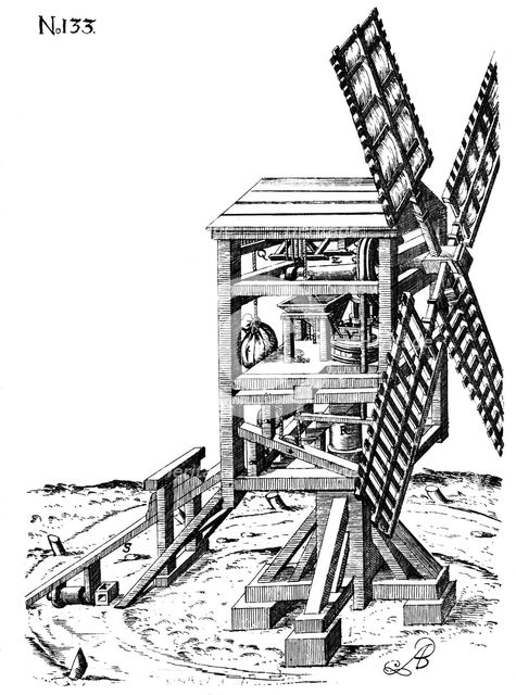 Post mill, 1620. Creator: Unknown.