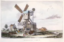 Post mill, Wimbledon Common, near London, c1840. Creator: Castle