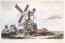 Post mill, Wimbledon Common, near London, c1840. Creator: Castle