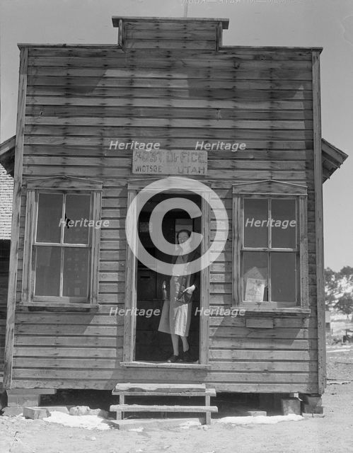 Post office and postmistress, view number two, Widtsoe, Utah, 1936. Creator: Dorothea Lange.