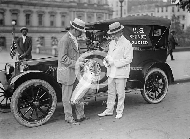 Post Office Department - Auto Mail Transport, 'U.S. Service Courier': C.H. Claudy..., 1917 or 1918. Creator: Harris & Ewing.