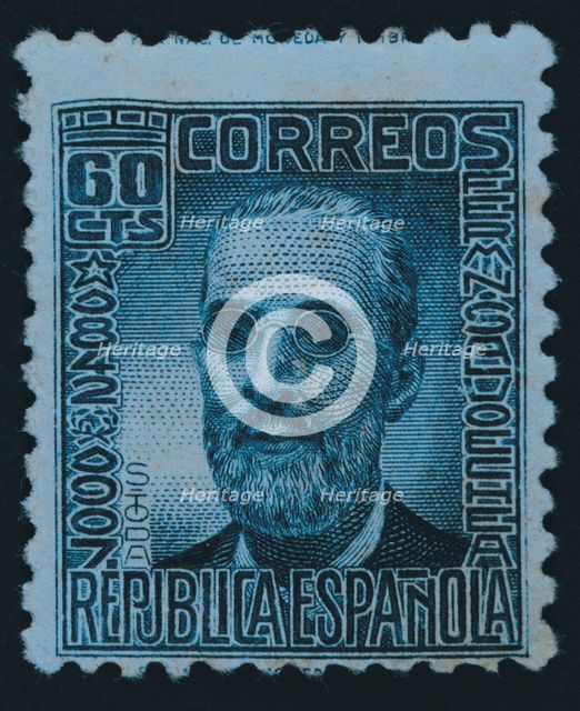 Post stamp of 0.30 cts. published during the Second Republic (1934 - 1938), dedicated to Fermin S…
