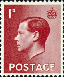 Postage stamp with portrait of King Edward VIII, 1936. Creator: Unknown