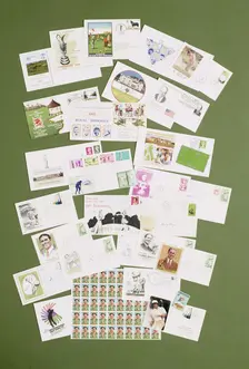 Postage stamps and covers with a golfing theme, 20th century. Creator: Unknown