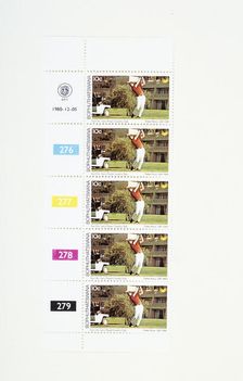 Postage stamps bearing a picture of the South African golfer Gary Player, Bophuthatswana, 1980