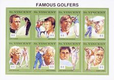 Postage stamps depicting famous golfers, St Vincent, 1992